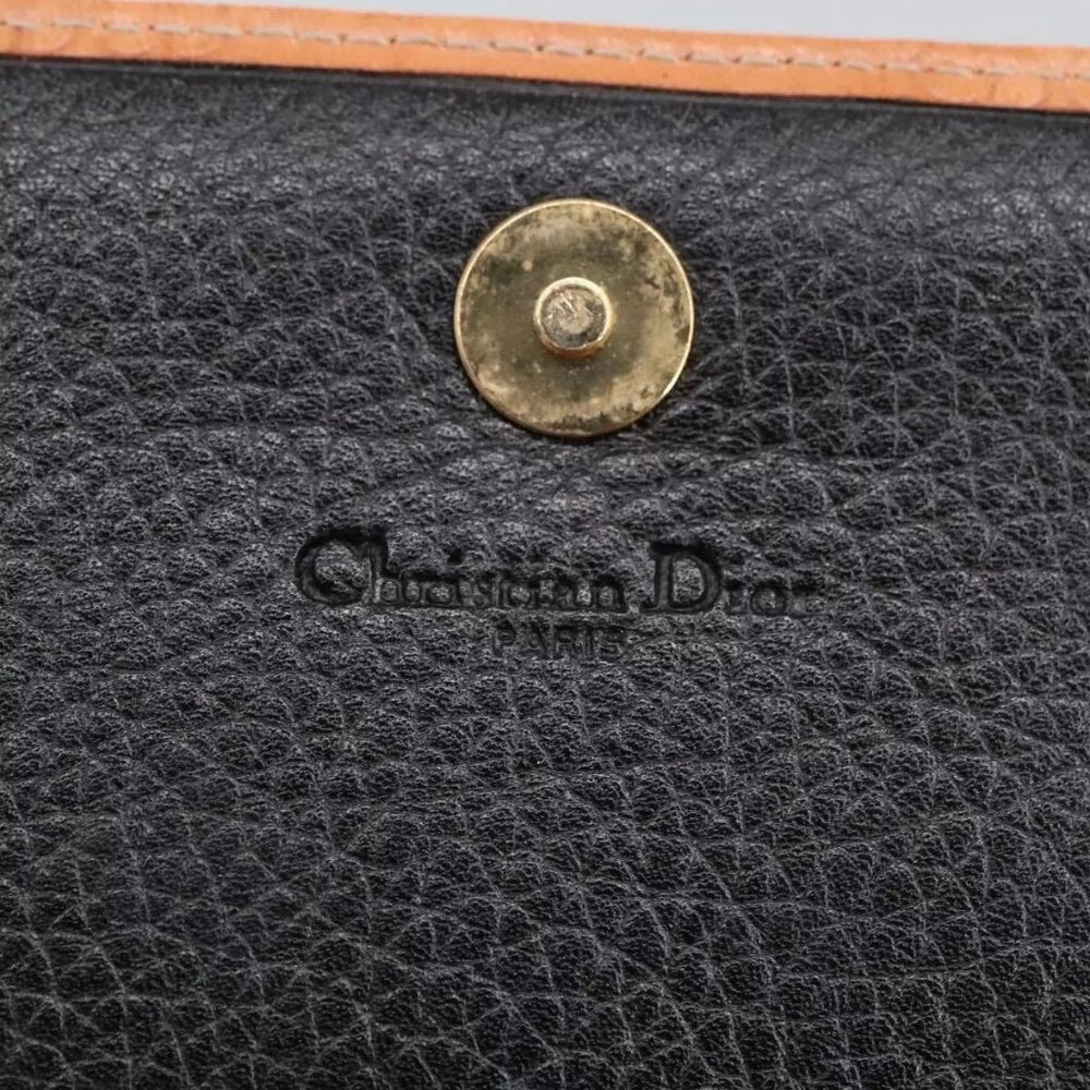 Christian Dior Pouch Leather Black Gold Auth - Picture 9 of 15